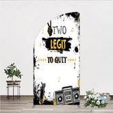 Lofaris Two Legit to Quit Birthday Half Moon Arch Backdrop Second Bday Hip Hop Party Banner 90s Retro Boombox Photo Prop Decor